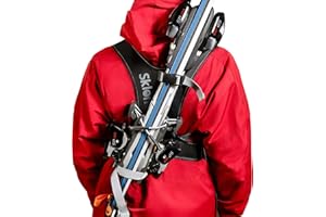 Sklon Imbracatura per portasci e bastoncini per adulti - Evita la fatica e trasporta facilmente sci e bastoncini sulla schiena - Leggera e compatta - HoneyComb, colore nero