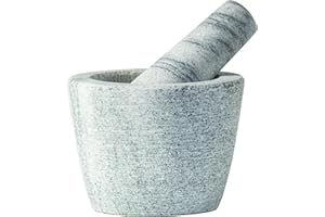JADE TEMPLE 17439 Marmor Mörser mit Stössel, Steingut, Grau