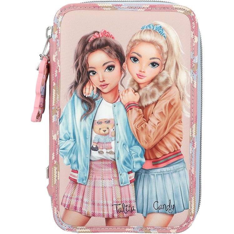 Depesche TOPModel Girl Power Federtasche – Beige, 22x11 Cm, 3 Fächer, Mit Model-Motiv