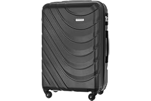 BARRENS Valigia media | Bagaglio da stiva | 67x46x26 cm | 63 L | Valigia da viaggio Cipher Lock | Ruote 4x360 | Custodia rigida | Compatibile con le compagnie aeree | Nero