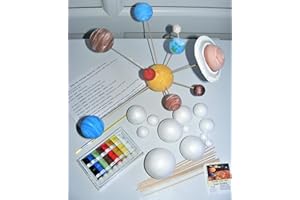 2TO5 Make Your Own Solar System Model Kit ~ 12 Mixed Sized Polystyrene Spheres/Balls 2cm to 7cm Diameter with Wooden Rods Paints Brush School Projects