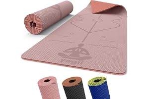Yogii Yogamatta 6 mm halkfri TPE justeringslinjer | För Pilates, fitness och träning hemma · Sportanvändning för kvinnor och