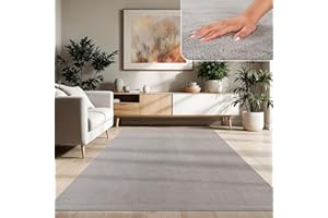 Paco Home Moderno tappeto da soggiorno a pelo corto, lavabile, morbido, tinta unita, effetto pelliccia, senza tempo, elegante, antiscivolo, facile da pulire, dimensioni: 120 x 170 cm, colore: grigio