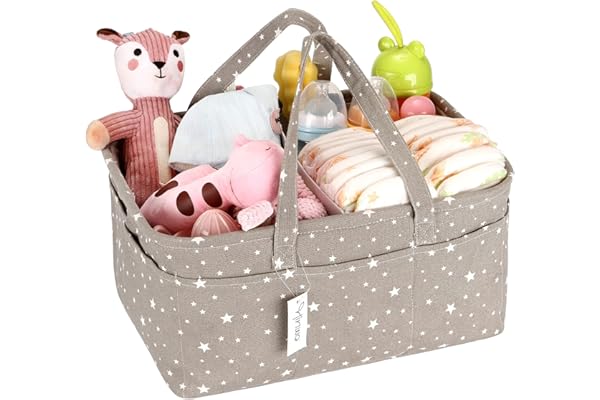 Hinwo Panier à couches pour bébé 3 compartiments avec séparateur amovible et 10 poches invisibles pour couches et lingettes
