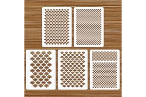 BOHUIZ Fish Scale Stencil Set, 5pcs Reusable Face & Body Painting Stencils for DIY Art, Crafts, Makeup, Wall Furniture
