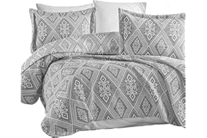 ‎ELART Elart Tagesdecke 220x240 cm und 2 Kissenbezüge 50x70 cm | Bettdecke, Bettüberwurf, Tagesdecken | Jacquard-Gewebt Wohndecke weich und Modern | Grau