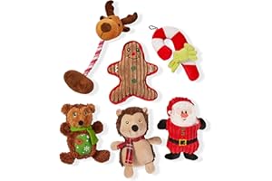 THE TWIDDLERS - 6 świątecznych piszczących pluszowych zabawek dla zwierząt domowych, różne wzory świąteczne i rozmiary, które pokochają Twoje zwierzęta domowe