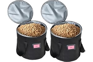 TOHONFOO Upgraded 2PCS 20LBS Pellet Grills Stay Dry Pellet Bin - Wood Pellet Storage Bag Container - Smoker Pellet Dispenser - Anti-Shock Foam Layer Reduces Wood Pellets/Charcoal Chipping