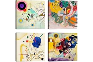 LuxHomeDecor Quadri kandinsky 4 pezzi 30x30 cm Stampa su Tela con Telaio in Legno Arredamento Arte Arredo