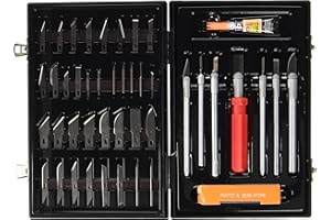 MASIDEF MEMBER OF THE WÜRTH GROUP Masidef - Juego de 50 cuchillos con accesorios de madera para modelismo y bricolaje