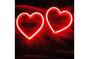 HFHUNGKEONG Pack of 2 Red LED Heart Signs, Battery Operated Neon Heart, Valentine's Day Love Lamp for Wedding, Girls, Women, Room Wall Decoration, Christmas Valentine's Day Gifts for Wives, 7.8 x 8.2 Inches