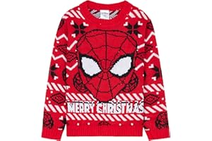 Marvel Spiderman Jersey Navideño Niños, Suéter de Punto con Cuello Redondo
