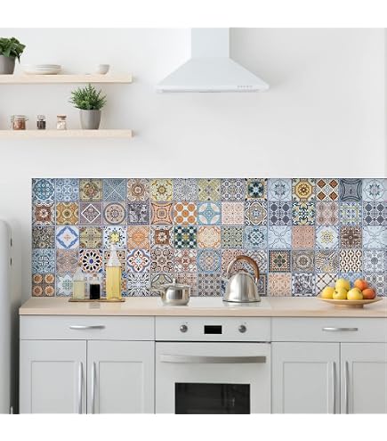 Dedeco - Pannello da cucina con motivo V2 in cemento - 220 x 60 cm alluminio, al