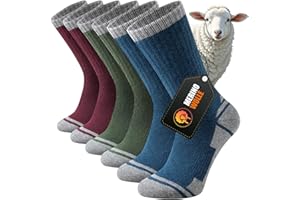 Stoeury Merino Wandersocken Herren Damen, Dicke Thermosocken Wintersocken, Warme Merinowolle Outdoor Socken, Anti Blase Gepolsterte Trekkingsocken, Atmungsaktiv Sportsocken 3 Paar