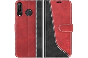 Mulbess Funda para Huawei P30 Lite / P30 Lite New Edition, Funda Piel Case Cover, Cierre Magnético, Soporte Plegable, Ranura para Tarjeta, Elegante Vino Rojo