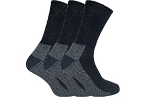 IOMI - 3 Pack Mens Extra Wide Cotton Diabetic Work Socks | Cushioned Sole, Smooth Toe Seam and Heavy Duty Socks