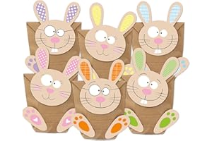 KuschelICH 12 Bunte Osterhasen Ostertüten - DIY Geschenktüten - alle Teile vorgestanzt - Keine Schere und kein Kleber notwendig - Wiederverwendbar (12er Set, Design 1)