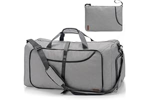 VS VOGSHOW Vogshow Reisetasche große Faltbare, Weekender Übernachtungstasche Seesack wasserdicht Sporttasche mit Schuhfach für Männer und Frauen (Grau, 80L)