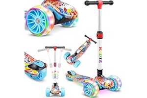 KIDIZ® Scooter Scooter per bambini X-Pro2 Triciclo Scooter con ruote luminose a LED in PU Scooter a pedali pieghevole Scooter da città regolabile in altezza Scooter per bambini ragazze 3-12 anni