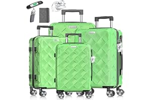 KESSER® Set di 4 valigie da viaggio in ABS, con serratura a combinazione, bilancia e portafoglio, ruote a 360°, bagaglio a mano e grande valigetta per trolley