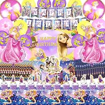 50 Pezzi Decorazione per Compleanno di Rapunzel, Set di Palloncini di Rapunzel, Decorazione per Feste di Compleanno, Set per Festa di Rapunzel, Decorazione per Sfondo, Palloncino di Elio, Decorazione