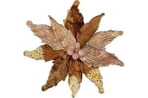 ‎BRIFUL Briful 4 Stücke Weihnachtsstern Christbaumschmuck Kunstblumen Weihnachtsblumen Glitter Poinsettia Kunstzweig Weihnachtliche Dekoration Weihnachtsbaum Neujahr Ornamente