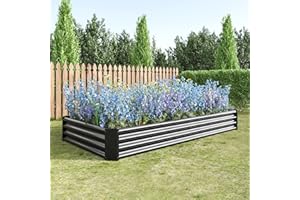 FOUBAM Hochbeet Metall,Hochbeet Garten Pflanzkübel Blumenkasten 232x114x30cm Pflanzkasten Terrassen Gemüsebeet Pflanzbeet Verzinktem Hochbeete für Garten Metall Kaufen Cortenstahl Schwarz