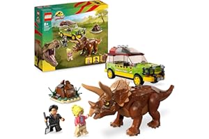 LEGO 76959 Jurassic Park La Recherche du Tricératops, Jouet de Figurine de Dinosaure avec Voiture Ford Explorer pour Garçons, Filles, Enfants Dès 8 Ans, Collection 30ème Anniversaire