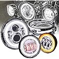 TRUE MODS 7" LED Headlight/4.5" Passing Light for Harley Davidson + Mounting Bracket [Chrome-Finish] [HALO DRL] [4500/1440 LM] [Plug & Play] For Dyna Electra Glide Road King Softail Fatboy