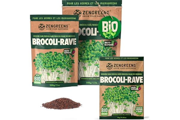 ZenGreens® - Graines de brocoli bio - Choisissez entre 10g, 200g et 500g - Graines de brocoli avec un taux de germination supérieur à 97% - Microgreens