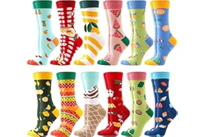 BISOUSOX Calcetines Divertidos para Mujeres de Pantorrilla Algodon 36-40 Patrón de Fruta Animal Coloridos sin Costuras Regalo para Mujeres y Mamá
