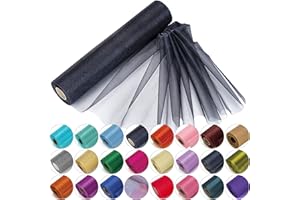 TRIMMING SHOP 29cm x 25m Roll of Organza Sheer Fabric - Elegant Decorative Cloth for Wedding Chair Bows, Table Runners, Party Favours - Crafting Supplies for Ribbons, Dress Accents,and Bags, Black