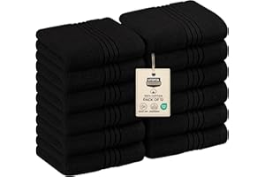 Utopia Towels - Lot de Serviettes de Luxe 30 x 30 CM Noir - Serviettes de Toilette et Gants de Toilette en Flanelle très absorbants (Lot de 12)