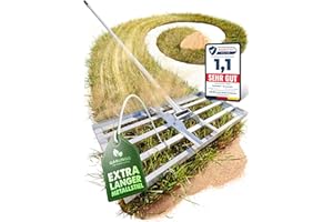 GARLINGO Rasenrakel | 75 x 35 cm | inkl. 1,7m Metall STIEL | Rasen Rakel zum Rasen sanden Rasensand nivellieren Aerifizierer Lawn Leveling rake