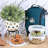 Happy Cove High Borosilicate Glass Lunch Box for Office Use | 420ml Tiffin Box With Bag | Glass Tiffin | Set of 3 | Microwave