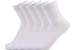 Laulax 5 Pairs Finest Combed Cotton Smooth Seamless Toe Girls School Socks, White Frill Top (3-18 years), Gift Set