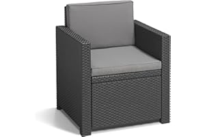 Keter Allibert by Victoria Sillón, Color Grafito, 65 x 62 x 77 cm, plástico en imitación de ratán Plano, Resistente a la Intemperie, Resistente a los Rayos UV