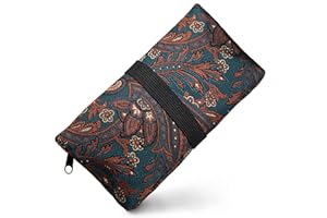 PG MASK GUGGIARI® Blague à Tabac en Tissu Doux avec Compartiments Pratiques pour: Filtres Tips, Papier à Rouler et Briquet – Pochette pour Sachet de Tabac à Rouler de 30/50 g (Paisley - Green)