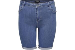 ONLY Carmakoma Pantalones Vaqueros Vaqueros Cortos para Mujer, Talla Grande, elásticos, Bermudas de Talla Grande CARTHUNDER, Denim Azul Medio, 50