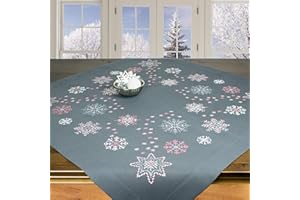 Ernst Schäfer Stickpackung STERNE & SCHNEEFLOCKEN, komplettes vorgezeichnetes Kreuzstich Tischdecken Set, Winter Stickset mit Stickvorlage für Erwachsene, Sticken zur Adventszeit und Weihnachten
