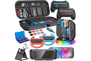 FYOUNG Switch 2 Accessories, Bundle Case for Nintendo Switch 2, 23-IN-1 Kits: Carrying Case, Controller Charger Dock, Grips for Joy Con,Steering Wheels for Mario Kart,Protective Cover for Switch 2 (Black)