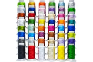 NESSTERS Set 48 Hilos de Bordar y Coser a Máquina de Poliéster – 500 m por Carrete – Colores Vivos y Resistentes – Para Bordadora y Máquina de Bordar Domésticas o Industriales, para Costura y Bordado