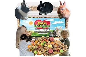Bite & Delight Karma dla królików – Zróżnicowana kompozycja - Karma dla królików ozdobnych – Może wspomagać trawienie – Bez dodatku cukru i zbóż – Zbilansowana mieszanka z ziołami – 2500 ml