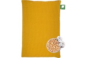 ‎HERBALIND HERBALIND Wärmflasche Kirschkernkissen Wafffel in Box - 100% OEKO TEX Baumwolle - Wärmekissen Körnerkissen Mikrowelle Natur Handmade in Germany für Erwachsene Kinder - 600g, 20x30cm (gelb)