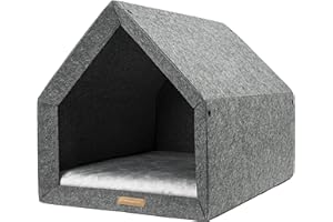 Rexproduct - PetHome Hundehütte mit Liegefläche und Dach I Biss- und Kratzfest I Gute Schalldämmung I Umweltfreundlich & Einfach zu Montieren I Größe M (70x52x54 cm) - Dunkelgrau und Grau