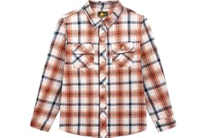 ZITY Ragazzi Camicia di Flanella Manica Lunga Camicia a Scacchi Bambini Button Down Camicia Casual 6-15 Anni