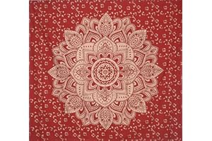 Sophia-Art Tapisseries Hippie Mandala Indien Tenture Murale Unique Tapisserie Indienne Hippy Mandala Belle Couvre-lit à la Main Wall Decor Reine Tapisserie (Red-Gold Trident, 86" x 94")