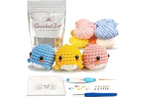 CROCHETZEN Crochet Kits for Beginners Adults - Beginners Crochet Kit for Adults & Kids - 3 Pcs Crochet Set - Amigurumi Animals Knitting Starter Kit with Instructions and Video Tutorials - The Whale Pod