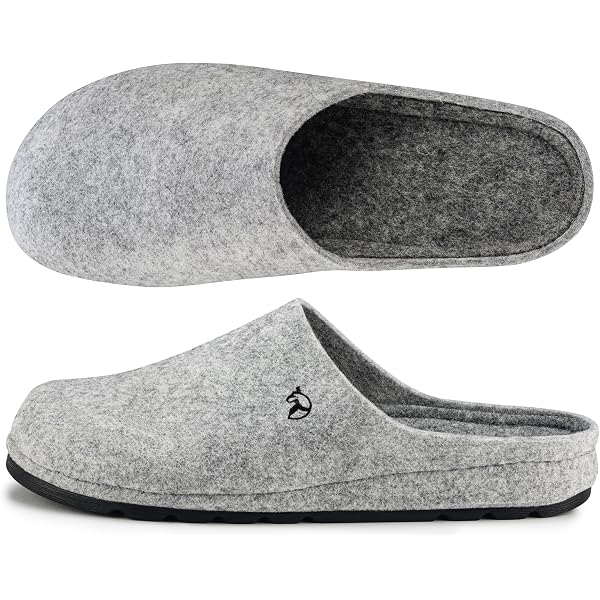 BeComfy Pantoufles en feutre naturel pour homme avec semelle en caoutchouc 40-46 EU, Noir/vert, 40 EU