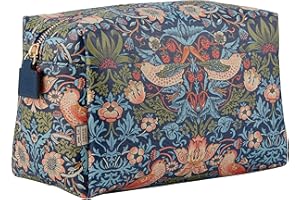 William Morris at Home Wash Bag, Large Blue Toiletry, Cosmetic or Makeup Organiser, Beauty Essentials, Zip Closure, Travel Size, Vegan and Cruelty Friendly, Gift For Her